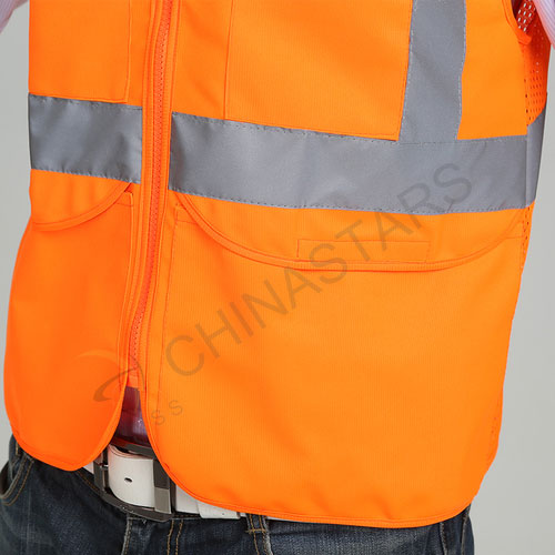 Orange mesh and solid reflective safety vest 