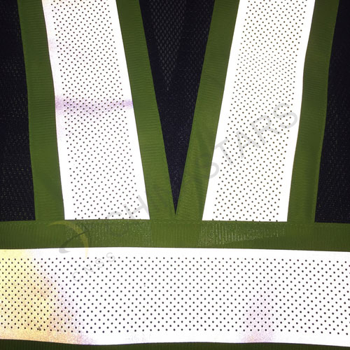 Reflective mesh vest with perforated reflective tape