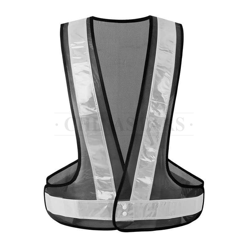 Mesh fabric reflective vest with prismatic tape