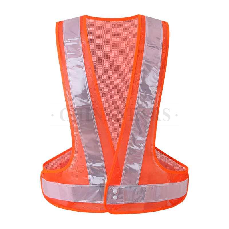 Mesh fabric reflective vest with prismatic tape