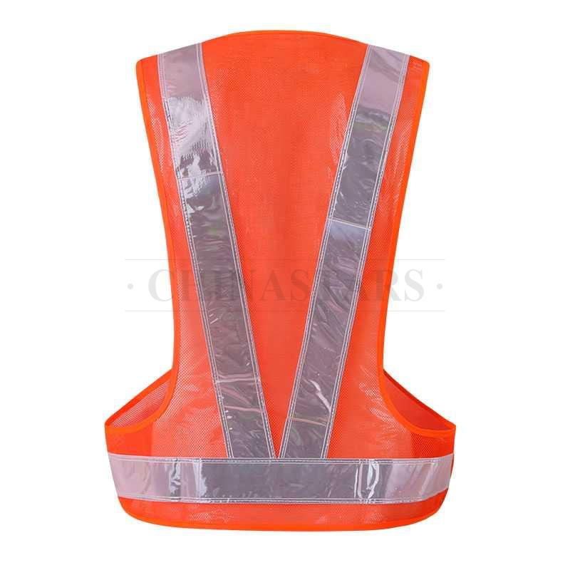 Mesh fabric reflective vest with prismatic tape