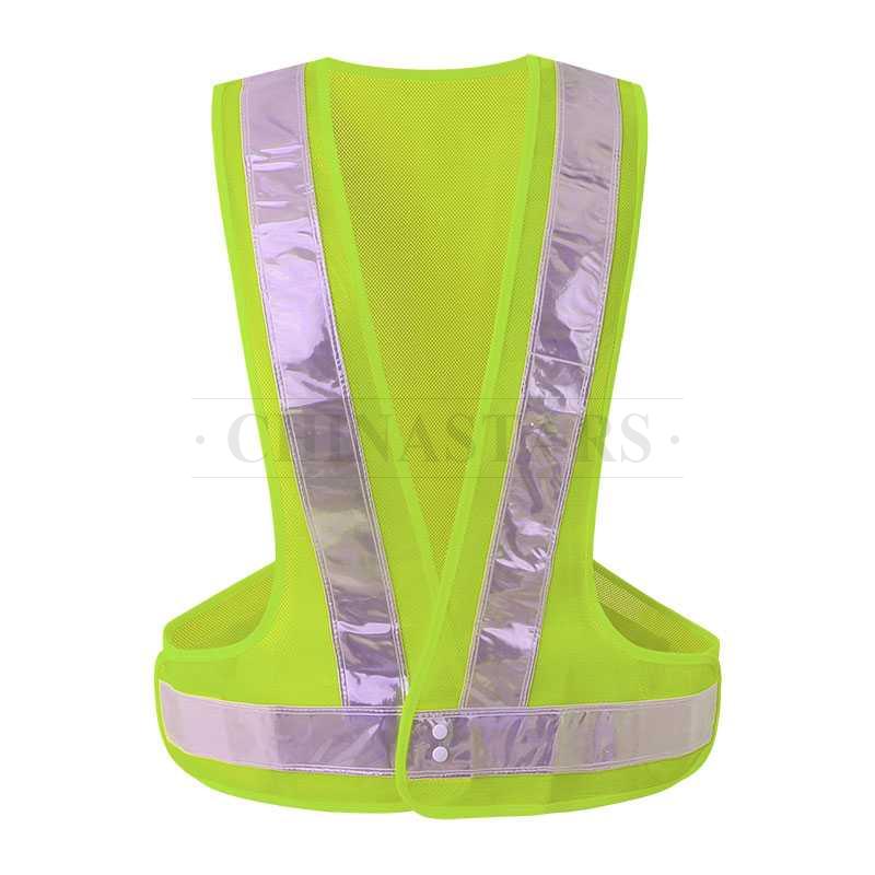 Mesh fabric reflective vest with prismatic tape