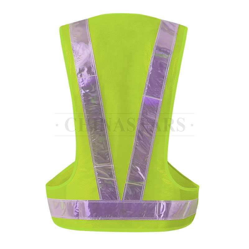 Mesh fabric reflective vest with prismatic tape