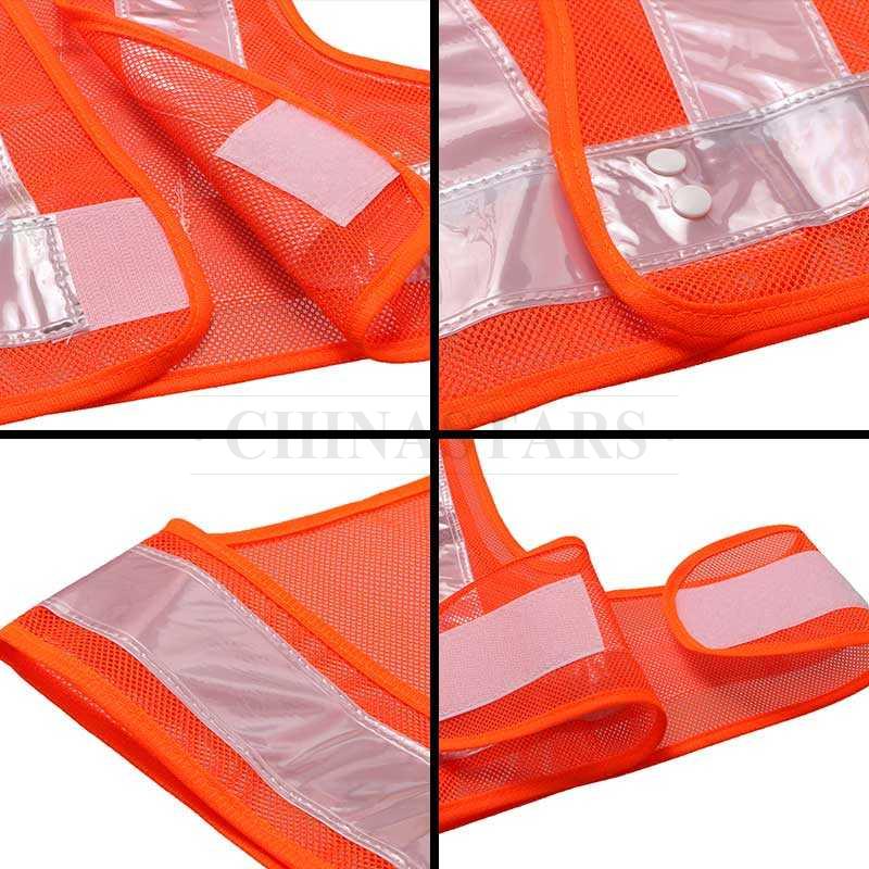 Mesh fabric reflective vest with prismatic tape