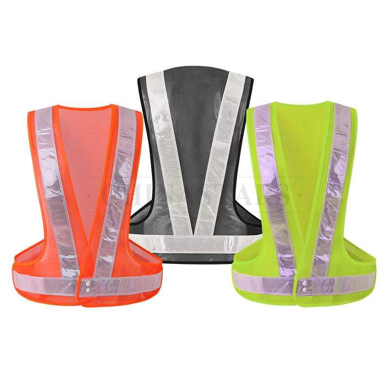 Mesh fabric reflective vest with prismatic tape