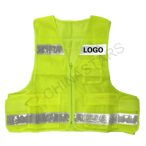 Multi pockets safety vest with prismatic tape