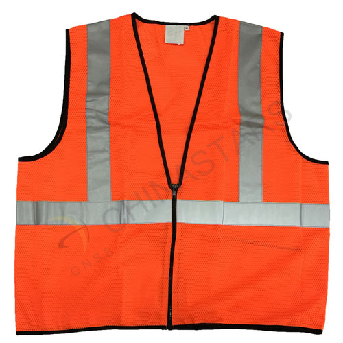 Orange reflective safety vest with mesh fabric