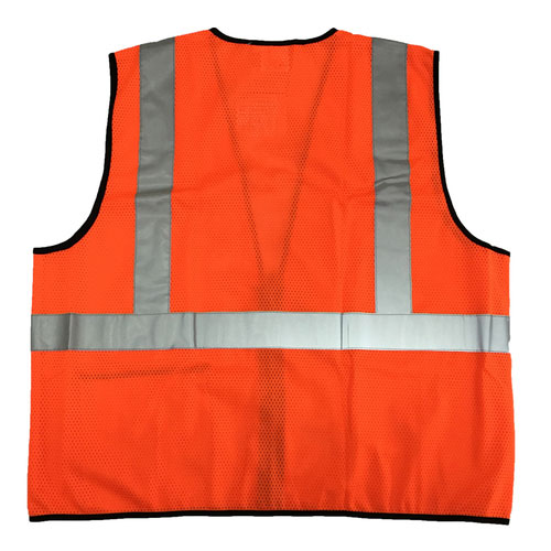 Orange reflective safety vest with mesh fabric