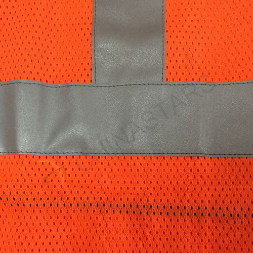 Gilet di sicurezza riflettente arancione con tessuto a rete