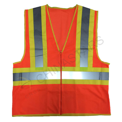 Mesh fabric safety vest with color fabric