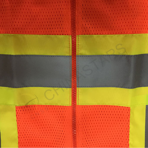 Mesh fabric safety vest with color fabric