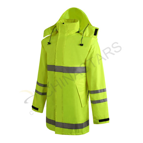 Enhanced visibility reflective raincoat