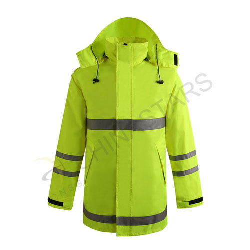 Enhanced visibility reflective raincoat