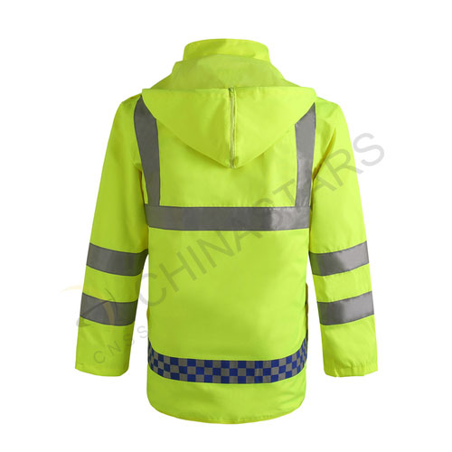  Highly reflective raincoat with mesh inner for workers