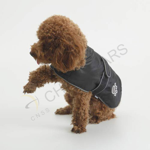 Black pets safety vest with paw print pattern