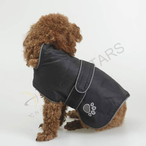 Black pets safety vest with paw print pattern