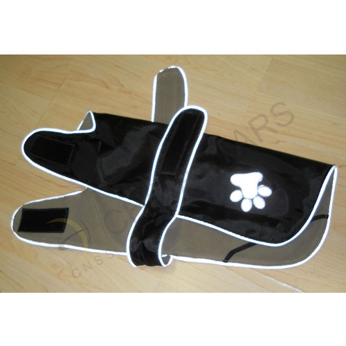 Black pets safety vest with paw print pattern