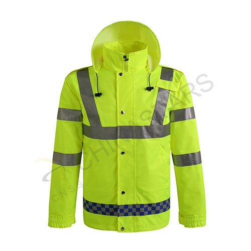 HIghly reflective raincoat with elastic waistband