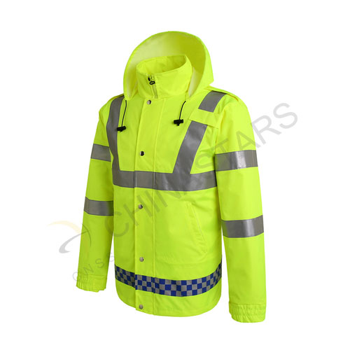 HIghly reflective raincoat with elastic waistband