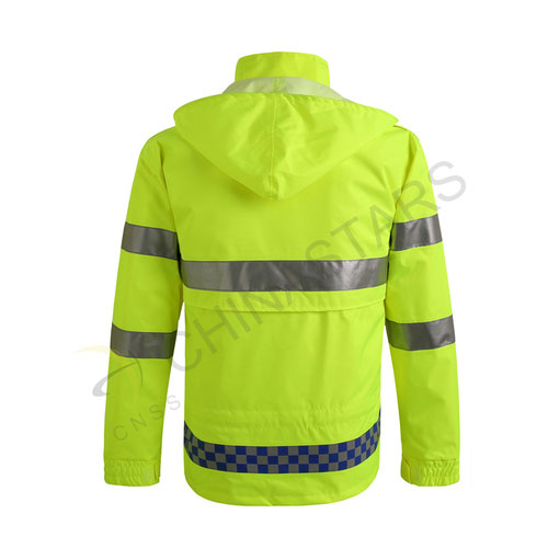 HIghly reflective raincoat with elastic waistband