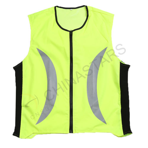 Safety vest with crescent-shaped reflective fabric