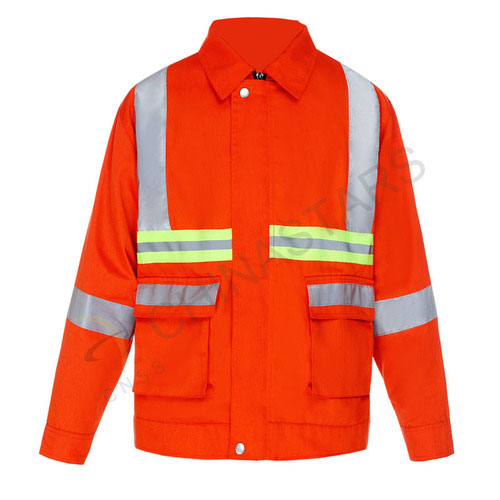 Reflective jacket in fluorescent orange