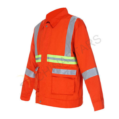 Reflective jacket in fluorescent orange