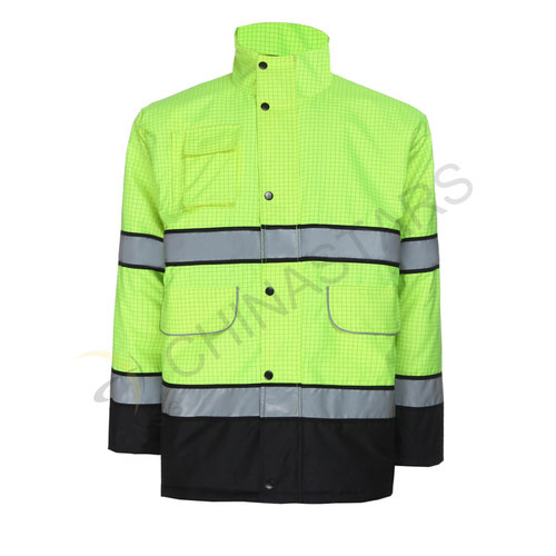 Green plaid reflective jacket with inner pocket