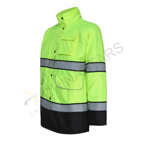 Green plaid reflective jacket with inner pocket