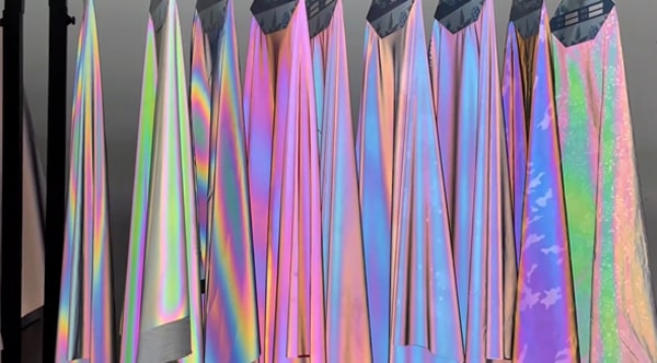 Rainbow Iridescent Retro Reflective WOVEN cotton rich Fabric, High