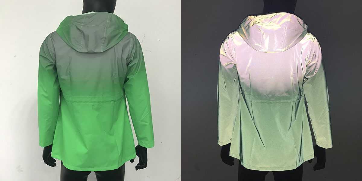 Gradient color reflective fabric for outdoor