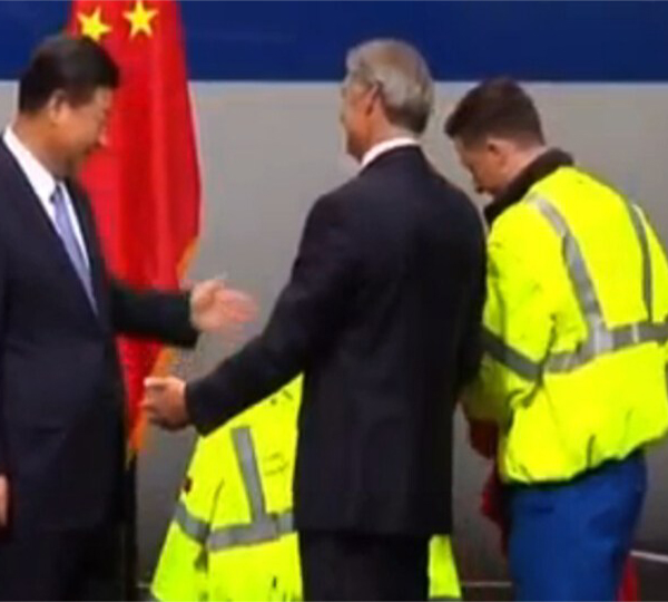 President Xi got a reflective jacket from the Boeing Company