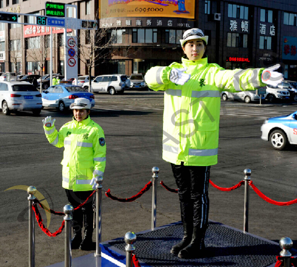Traffic policewomen with reflective jacket in Jilin province