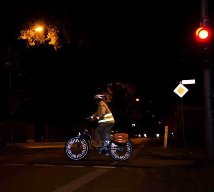 Night riding with reflective clothing