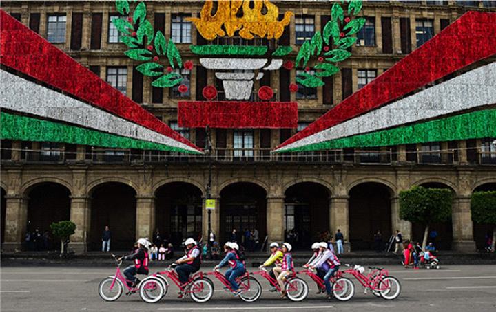 Bicycle with safety vests and reflectors
