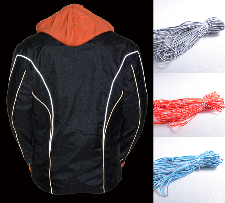 Reflective piping for fashion and sports industry