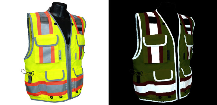 The traffic police replaced the reflective vest