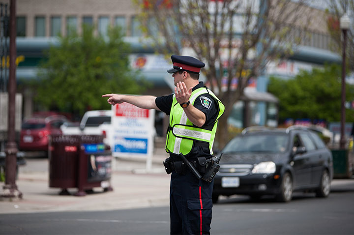 The reflective vest makes traffic police safer