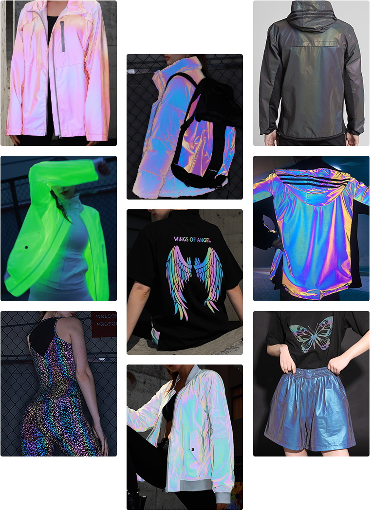 rainbow reflective fabric multi application