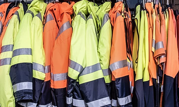 Professional safety jackets with both fluorescent background and reflective strips