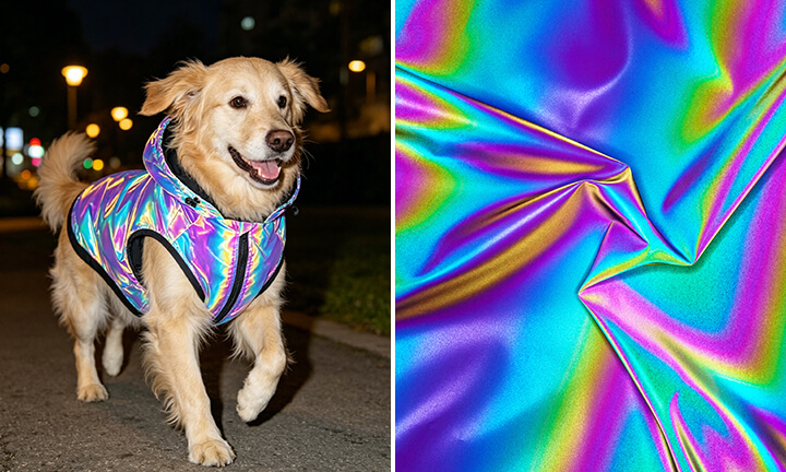 Rainbow Reflective fabric for pet vest