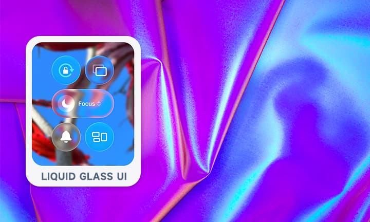 O tecido refletindo várias cores sob luz como a usuário de vidro líquido da Apple no iOS 26